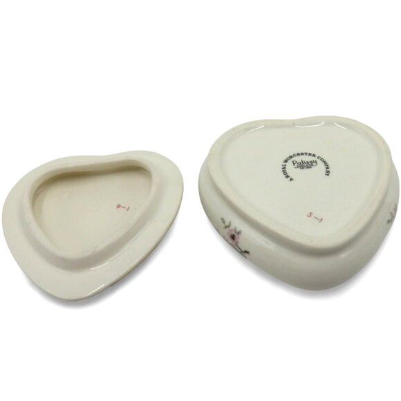 PALISSY England Porcelain Trinket Box Heart-Shaped with Bird Design Vintage - Picture 9 of 10